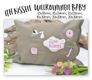 Stickdatei - ITH Kissen Willkommen Baby